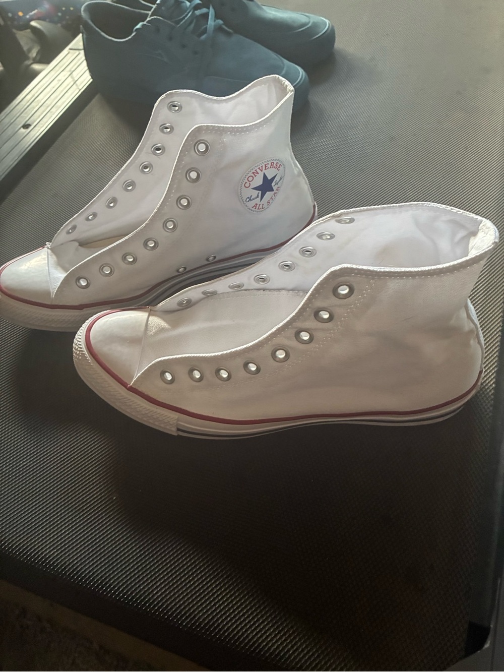 Converse High Top Sneakers - White with Red Trim